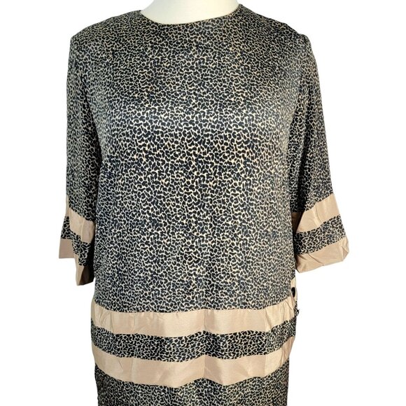 Vintage 70s Animal Print Set Women Plus 22 Black Gold Blouse Top Skirt Formal 2X - Picture 7 of 16